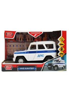 Машина пластик свет-звук УАЗ HUNTER ДПС 19,5см, откр.дв.багаж.,инерц., кор. Технопарк в кор.2*18шт