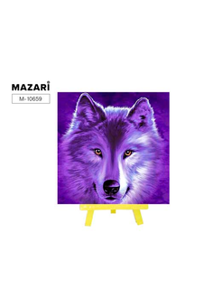 Алмазная мозаика с мольбертом 20х20 см  ВЗГЛЯД ВОЛКА,1 дизайн, частичная выкладка, стразы разного ра