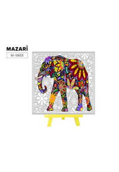 Алмазная мозаика с мольбертом 20х20 см  РАЗНОЦВЕТНЫЙ СЛОН ,1 дизайн, частичная выкладка, стразы разн