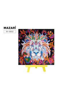 Алмазная мозаика с мольбертом 20х20 см  СКАЗОЧНЫЙ ЛЕВ 3 ,1 дизайн, частичная выкладка, стразы разног