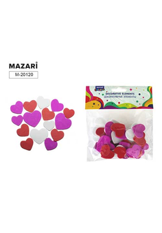 Декоративные элементы из EVA, HEART 2, на клеевом слое, микс цветов, ОПП- упаковка