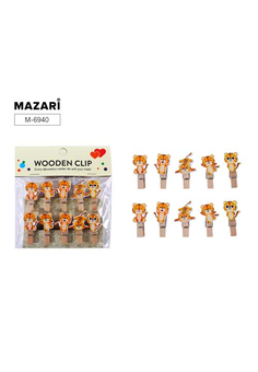 Прищепки декоративные деревянные TIGERS, 10 шт, размер 3.5х0.7 см, ОПП-упаковка