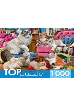 TOPpuzzle. ПАЗЛЫ 1000 элементов. ОЗОРНЫЕ КОТЯТА (Арт. ХТП1000-2158)