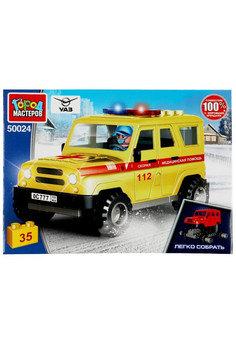 Конструктор UAZ HUNTER СКОРАЯ ПОМОЩЬ, 35 дет. (легко собрать) Город мастеров в кор.2*40шт