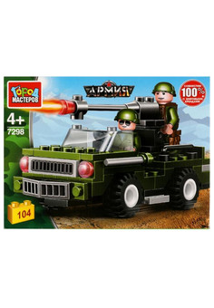 Конструктор ДЖИП С ПУЛЕМЕТОМ, 104 дет. Город мастеров в кор.80шт