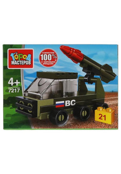 Конструктор машинка с ракетой, 21 дет. Город мастеров в кор.2*120шт