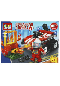 Конструктор ПОЖАРНЫЙ на квадр0цикле, 77 дет. Город мастеров в кор.2*40шт