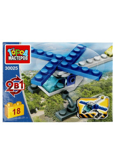 Конструктор ПОЛИЦЕЙСКИЙ ВЕРТОЛЁТ 2в1, 18 дет. Город мастеров в кор.2*120шт
