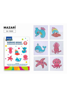 Алмазная мозаика 6,5х8см ПОДВОДНЫЙ МИР, на стикере, 6 штук в наборе, ОПП-упаковка