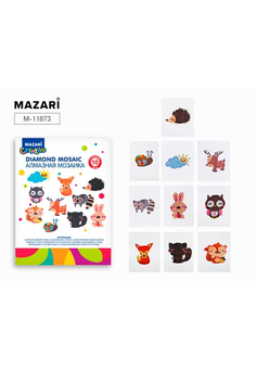 Алмазная мозаика 6,5х8см, на стикере, 10 штук в наборе, ОПП-упаковка