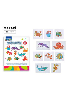 Алмазная мозаика 6,5х8см, на стикере, 10 штук в наборе, ОПП-упаковка