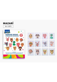 Алмазная мозаика 6,5х8см, на стикере, 12 штук в наборе, ОПП-упаковка