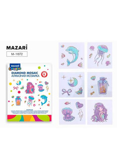 Алмазная мозаика 6,5х8см, на стикере, 6 штук в наборе, ОПП-упаковка