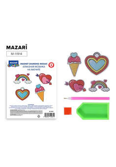 Алмазная мозаика на магните 7,5х7,5см, 4 штуки в наборе, ОПП-упаковка