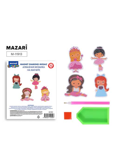 Алмазная мозаика на магните ДЕВОЧКИ 7,5х7,5см, 4 штуки в наборе, ОПП-упаковка
