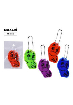 Брелок светоотражающий КОТ, фигурный, ассорти 4 цвета, ОПП-упаковка с подвесом