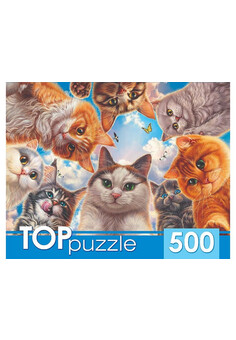 TOPpuzzle. ПАЗЛЫ 500 элементов. Необычное селфи котов (арт. Ф500-7728)