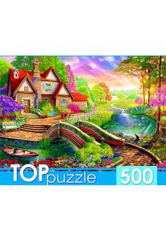 TOPpuzzle. ПАЗЛЫ 500 элементов. Ф500-7013 ВОЛШЕБНЫЙ ДОМИК У МОСТА