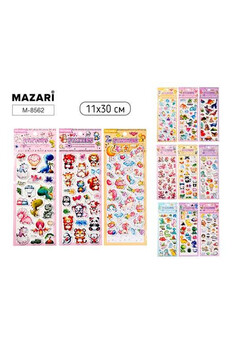 Наклейки декоративные ДЕТСКИЙ МИКС, 11*30 см, объёмные, материал - EVA, 12 дизайнов, ОПП-упаковка