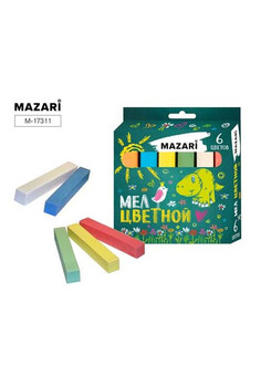 Мел цветной, 6 цветов, картонная коробка с европодвесом