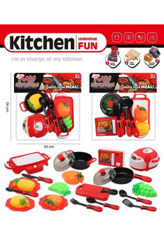 Набор посуда №100-E с продуктами/пакет/24*24