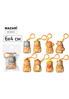 Брелок мягкий КАПИБАРА, 6*4 см, полиуретан, 8 дизайнов в ассортименте, ОПП-упаковка