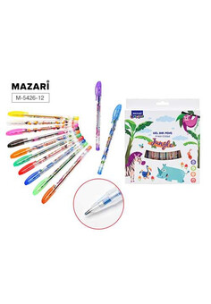 Набор ручек гелевых с блёстками JUNGLE, с ароматизированными чернилами, 12 цв., пулевидный пиш.узел 