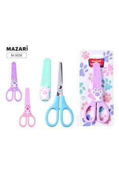 Ножницы детские ЛАПКИ, 138 мм, лезвия из нержавеющей стали, с защитным футляром, пластиковые ручки, 