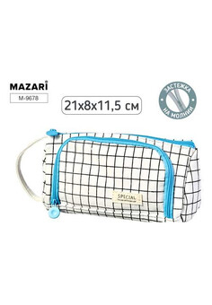 Пенал-косметичка GRID BLUE, 21х8х11.5 см, на молнии, полиэстер, ОПП-упаковка, изображение 1