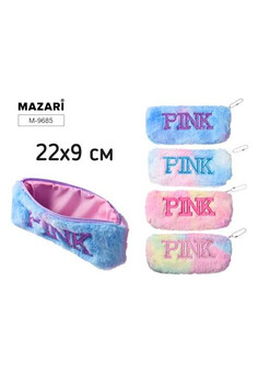 Пенал-косметичка пушистый PINK, 22х9 см, на молнии, ассорти 4 цвета, ОПП-упаковка, изображение 1