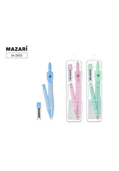 Готовальня, 2 предмета (циркуль металлический, грифель для циркуля в футляре), 3 цвета в ассортимент