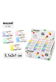 Ластик PASTEL, ПВХ, прямоугольный, размер  4*2*1 см, ассорти 5 цветов, ОПП-упаковка / картонный дисп