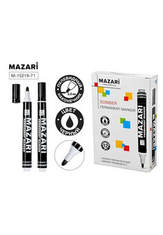 Маркер перманентный SOMBER, ЧЁРНЫЙ, пулевидный наконечник, ширина линии письма 2-3 мм, картонная упа