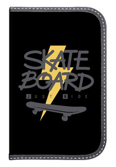 Пенал 1 секц. бол. Schoolformat БЕРИ СКЕЙТ 190х115 мм черн. картон soft touch покрытие