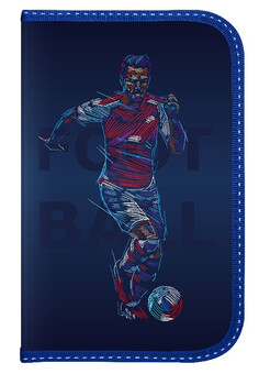 Пенал 1 секц. бол. Schoolformat БЫСТРЫЙ ИГРОК 190х115х20 мм синий ламин. картон