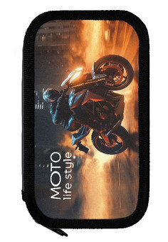 Пенал 2 секц. бол. Schoolformat МОТО НОЧЬ 190х105 мм разноцвет. картон