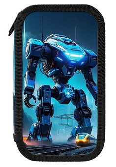 Пенал 2 секц. бол. Schoolformat ТЕХНИКА БУДУЩЕГО 190х105х35 мм синий картон