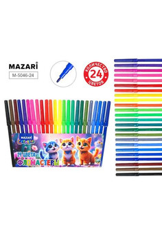 Фломастеры КОТИКИ, 24 цв, вентилируемый колпачок, корпус круглый, ПВХ- упаковка с европодвесом, изображение 1