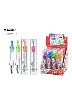 Циркуль в футляре металлический, 4 цвета в ассортименте, ПВХ-упаковка