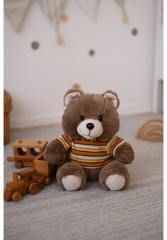 Игрушка набивная, 14-86-6 Медведь Вельвет (тёмный в байке), изображение 1