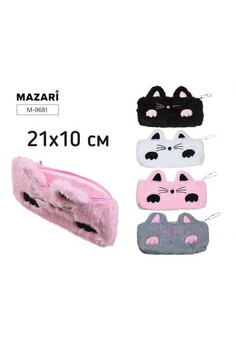 Пенал-косметичка пушистый CAT, 21х10 см, на молнии, ассорти 4 цвета, ОПП-упаковка